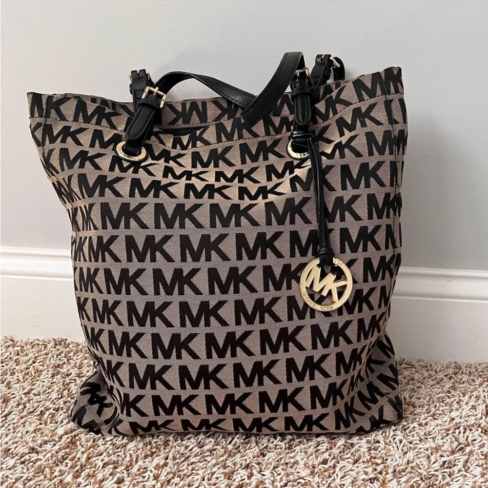 Michael Kors Monogram Black and Tan Tote